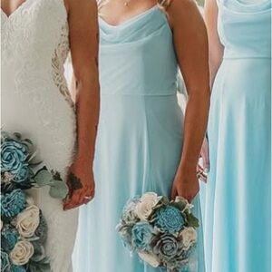 David's Bridal Strapless Light Blue Dress
